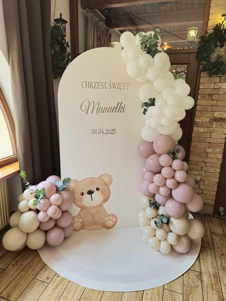 Dekoracje balonowe, komunie, chrzty,ścianki balonowe, napisy, świece