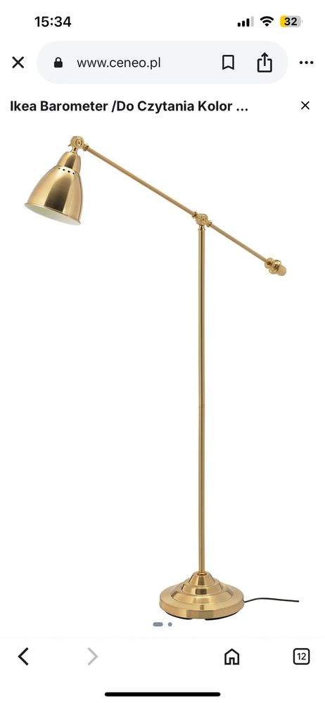 Lampa podłogowa Ikea Barometer złota