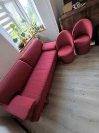 Zestaw wypoczynkowy rozkładana sofa+dwa fotel