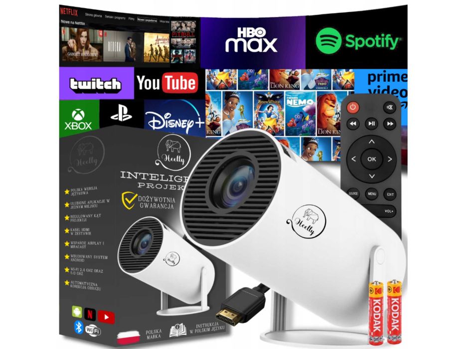 PROJEKTOR Rzutnik Android TV WiFi Przenośny 4K Smart Głośnik WYPRZEDAŻ