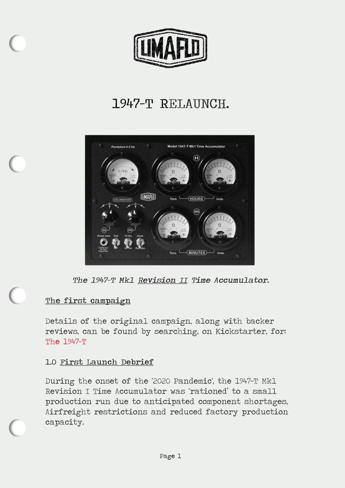 Zegar LIMAFLO The 1947-T Mk1 Revision II Time Accumulator -Kickstarter
