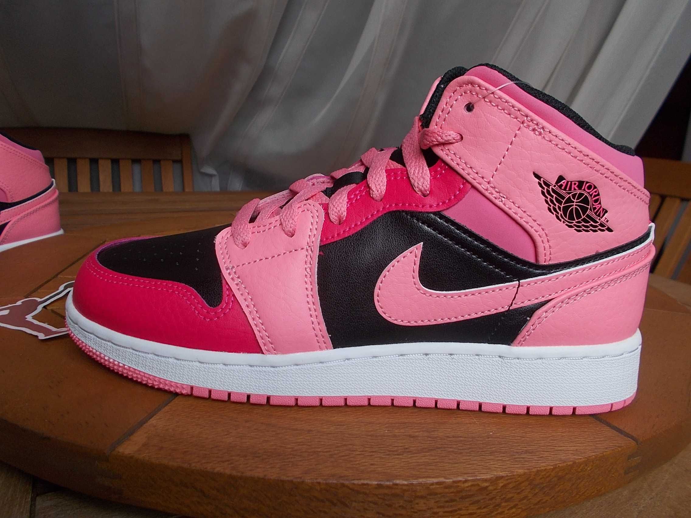 (r. 38 - 24 cm ) Nike Jordan 1 Mid Coral Chalk 554725,-662 Rush Pink