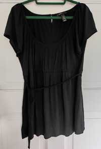 Bluzka ciążowa czarna H&M MAMA wiązana elegancka krótki rękaw M
