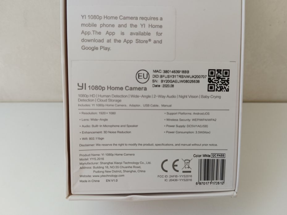 Камера Xiaomi Yi Home 1080p AI видеоняня видеорегистратор