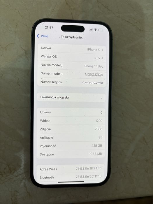 Iphone 14 PRO - Idealny Stan 128GB Fioletowy / Okazja!
