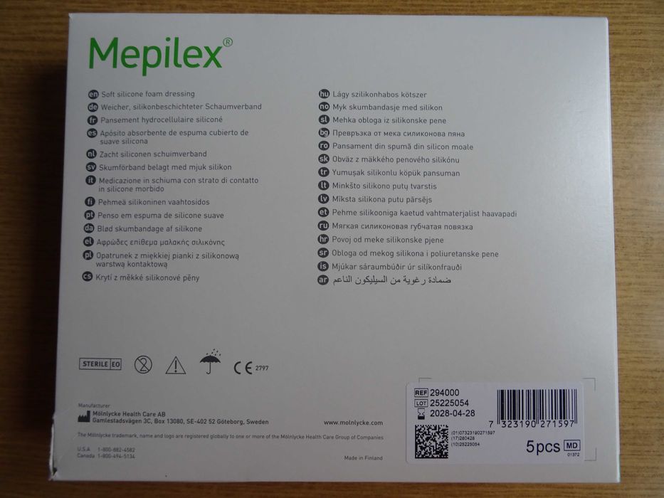 Opatrunek Mepilex Soft silicone foam dressing 12,5x12,5cm (5 szt.)