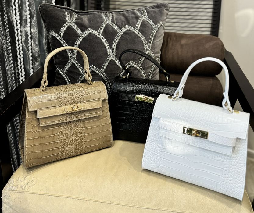 Сумка шкіряна під крокодила рептілію Кожаная сумка под крокодила Итали