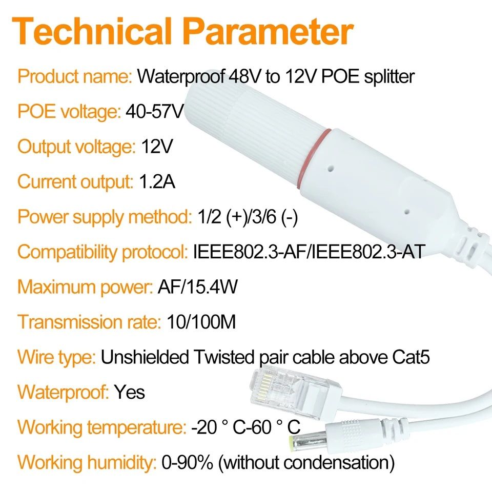 POE SPLITER сплітер 48В на 12 В, для відеоспостереження