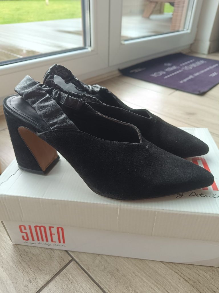 Reserved skórzane buty czarne r 39 bdb stan