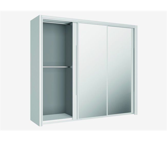 Roupeiro CYRUS portas deslizantes com espelho 231x205cm branco