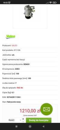 Kompresor klimatyzacji Valeo do toyoty Yaris 2 do 1.0-1.3 benzyna