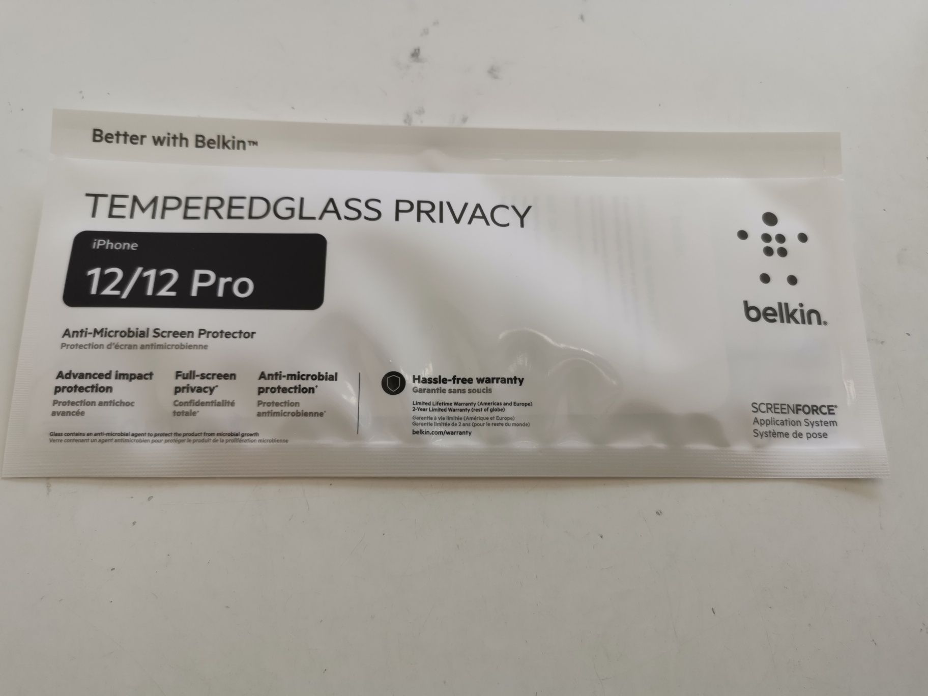 Szkło Hartowane Belkin Temperedglass Privacy iPhone 12 / 12 Pro 3 szt