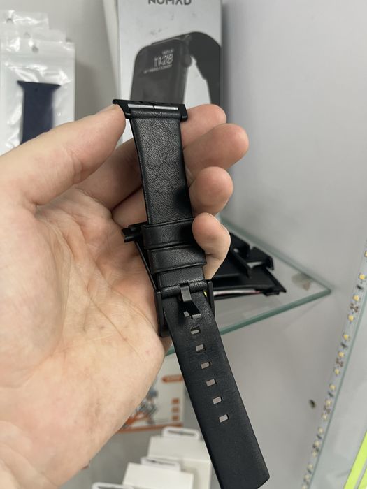 Ремінець Nomad Apple Watch 42 44 45 49 каучук шкіряний чорний сірий