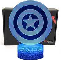 Настольная лампа 3D USB /батарейки (Капитан Америка) 7 цветов