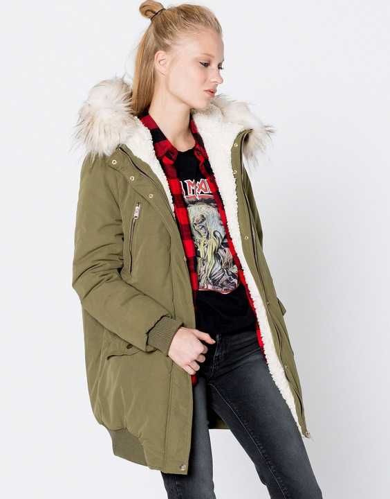 PULL&BEAR parka BOMBER misio KHAKI ociepl 36 S