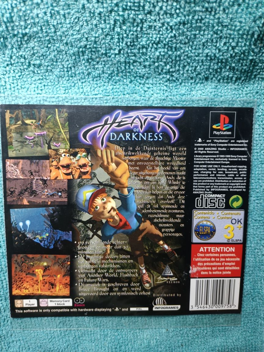 PlayStation 1 Heart of darkness psx ps1 Okładka Tylnia