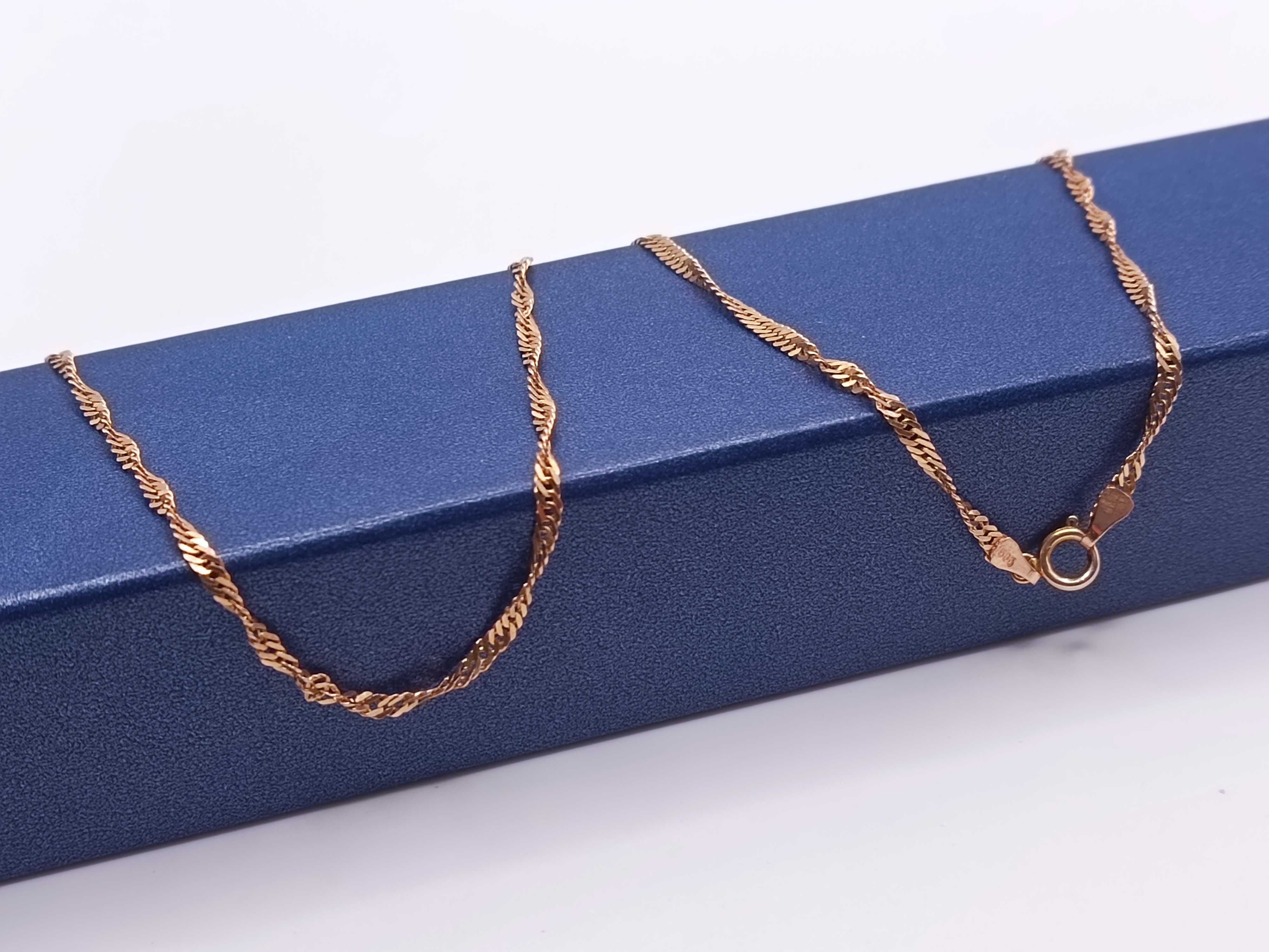 Złoty Łańcuszek Łańcuch Różowe Złoto Singapur 55cm PR585 14K 255/03/25