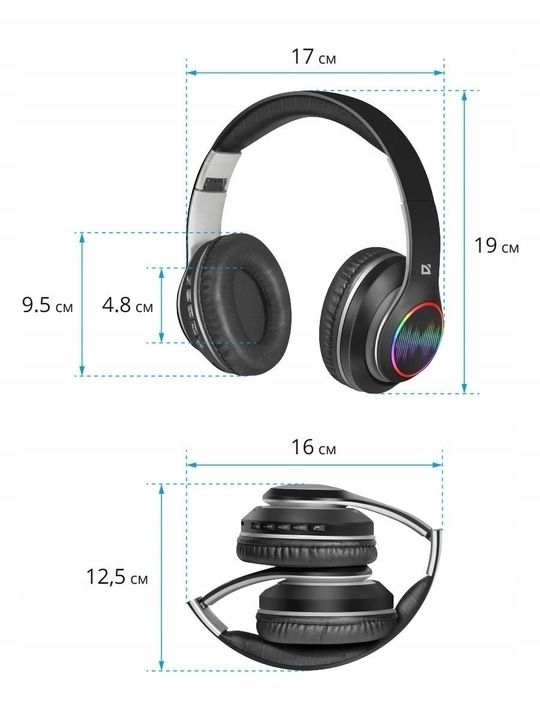 Słuchawki Bezprzewodowe Nauszne Mikrofon Led Mp3 Bluetooth 5.3