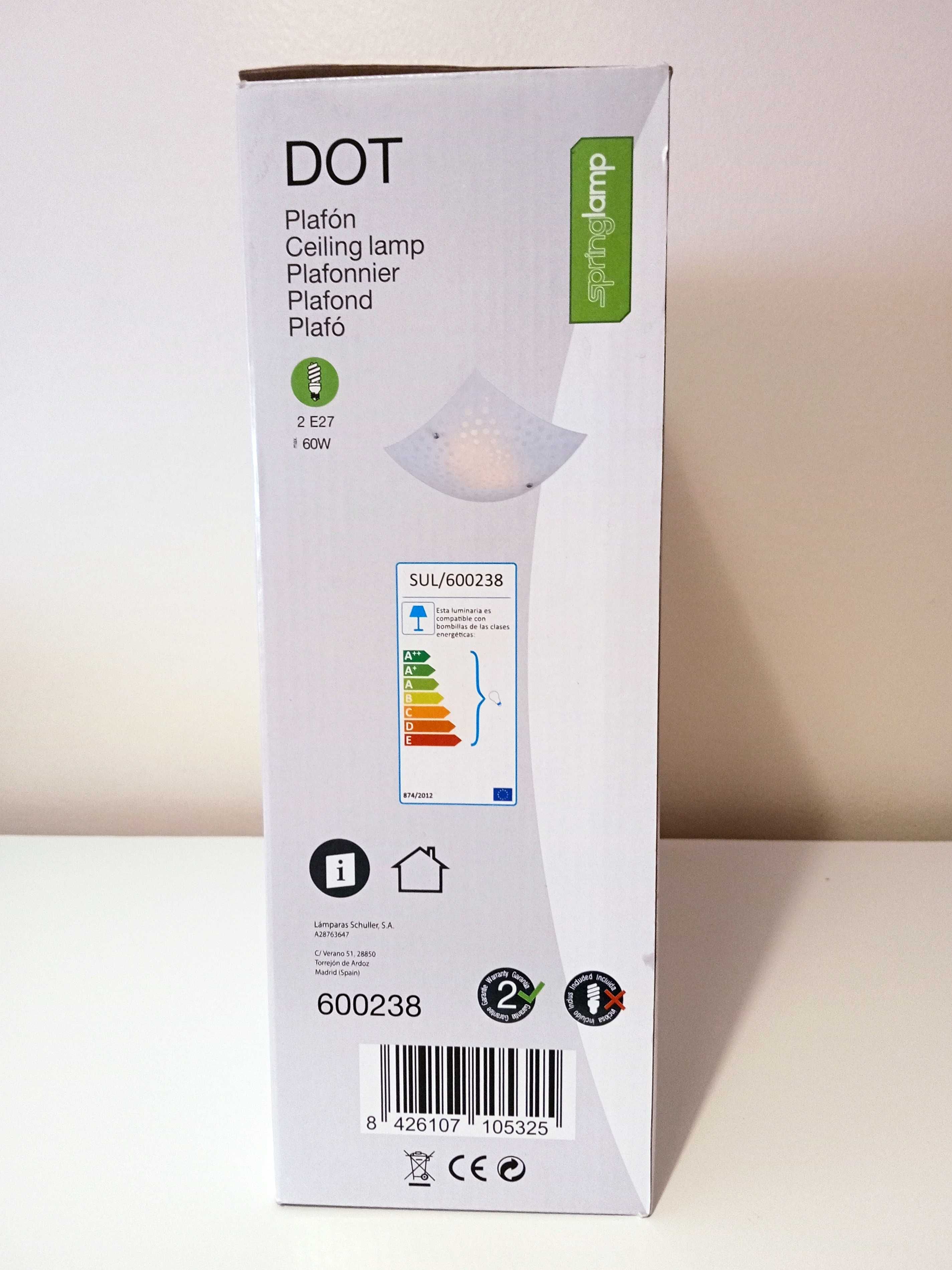 Plafond tecto - Spring Lamp - Mod.: DOT - 30X30X8cm - 2xE27-Max:60W