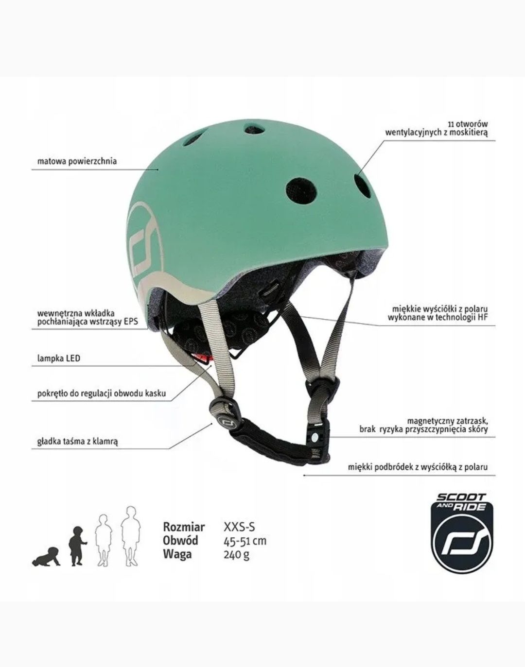 Kask scoot and ride rowerowy xxs - s 45 - 51 obwód głowy