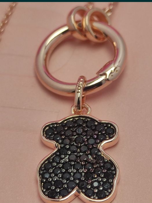 Naszyjnik z misiem różowe srebro vermeil 925 hold