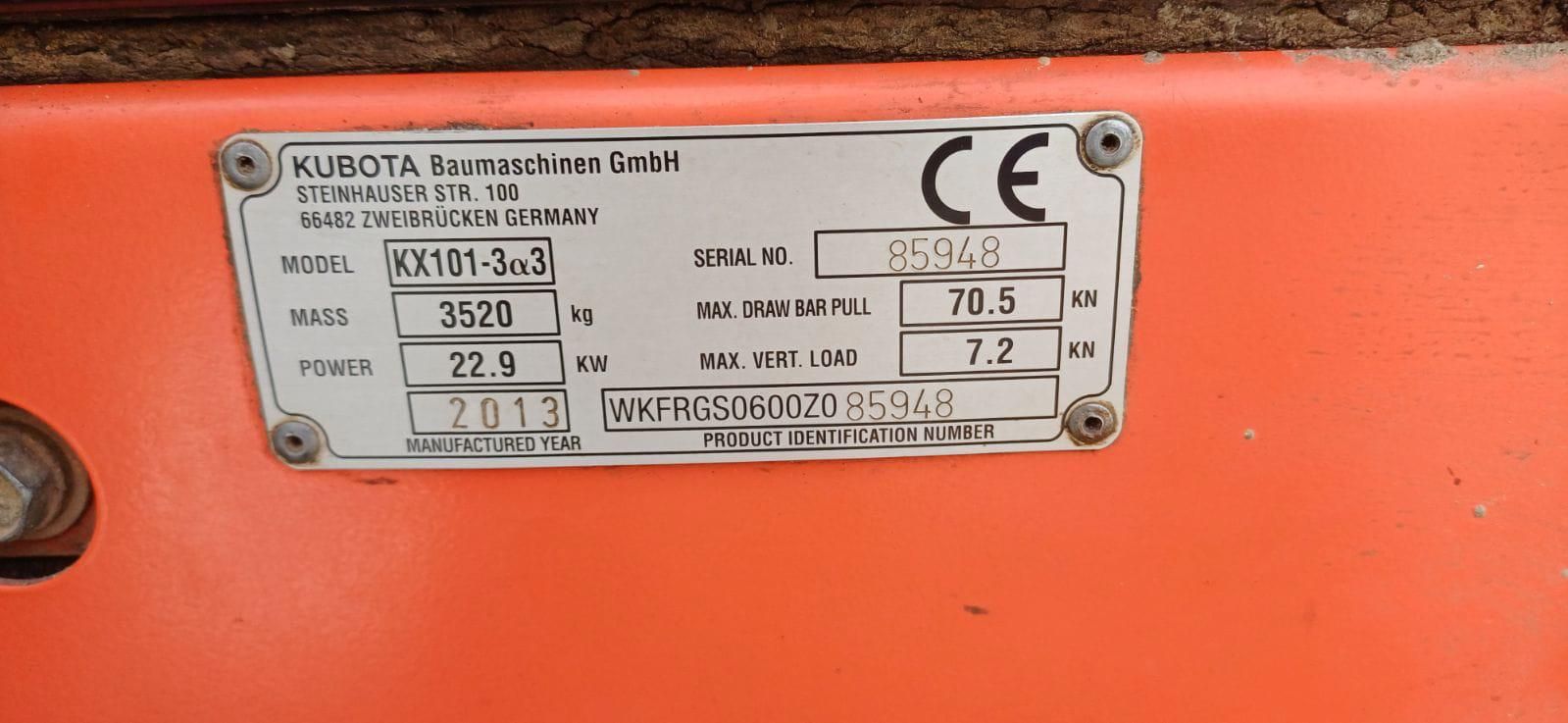 мініекскаватор Kubota KX101a3,2013 р.в