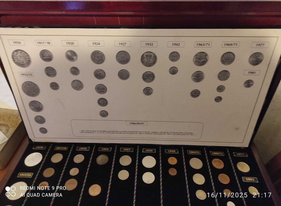 moedas portuguesas em caixa da casa da moeda