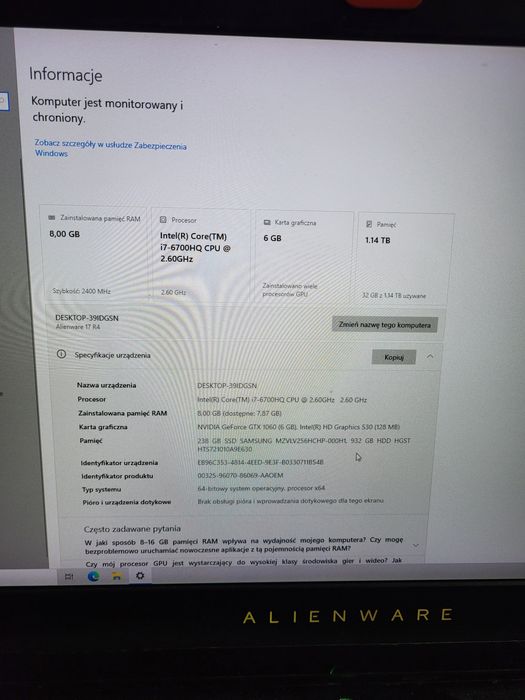 Alienware 17 R4 laptop 17"