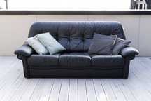 Okazja! Czarna skórzana luksusowa kanapa sofa 3-osobowa z Australii!