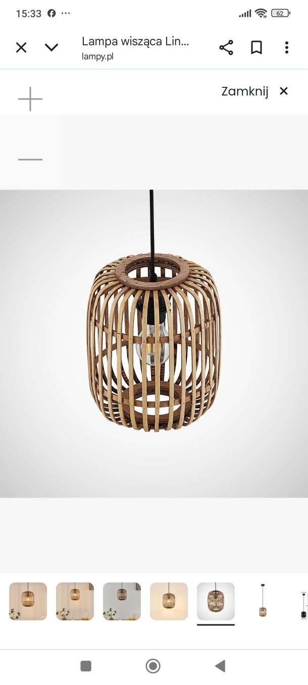 Lampy wiszące Lindby canyana, naturalne rattan, śr. 22 cm