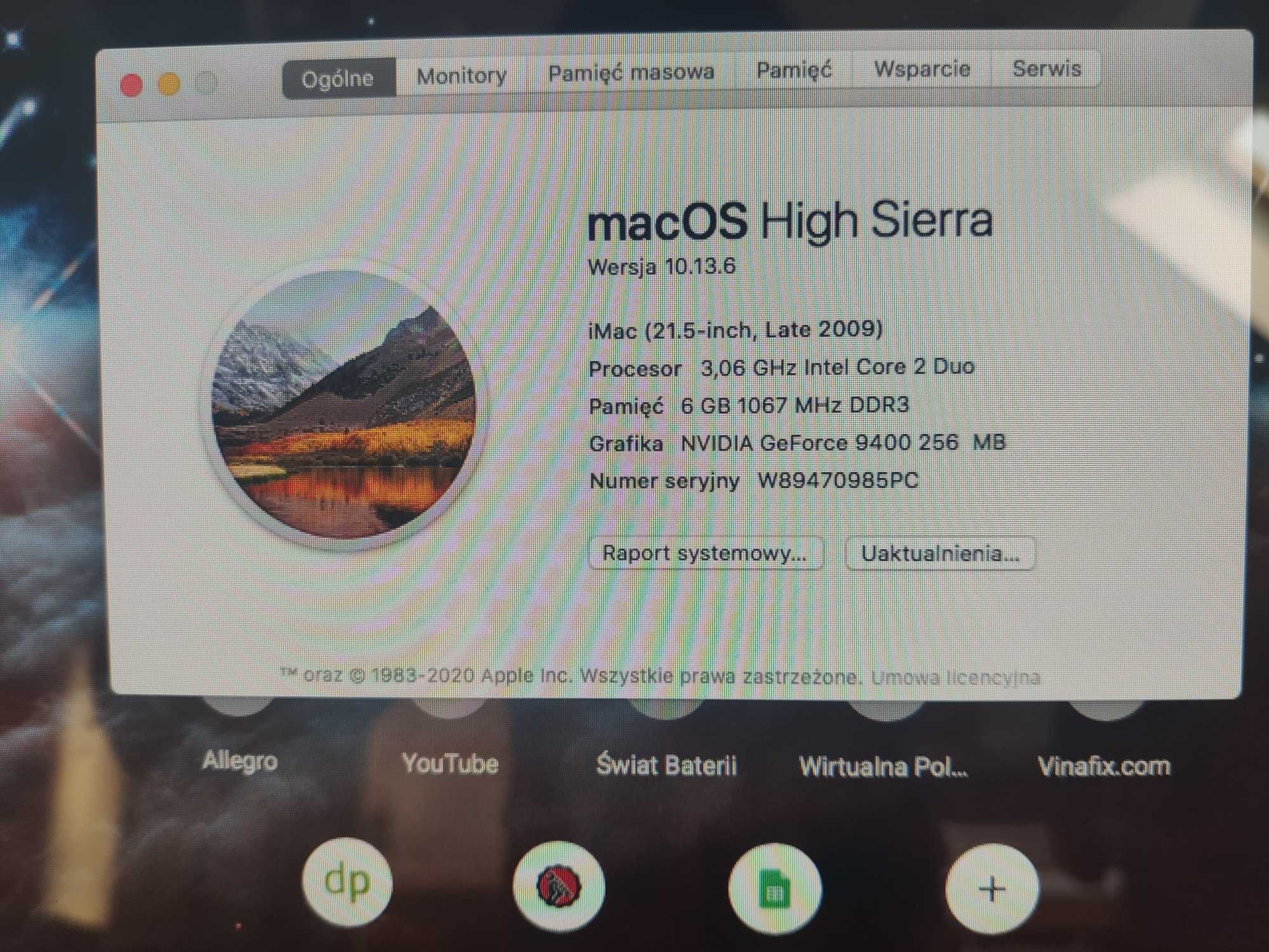 Apple iMac A1311 GF 9400 / 21,5"/ 6GB / HD 250GB