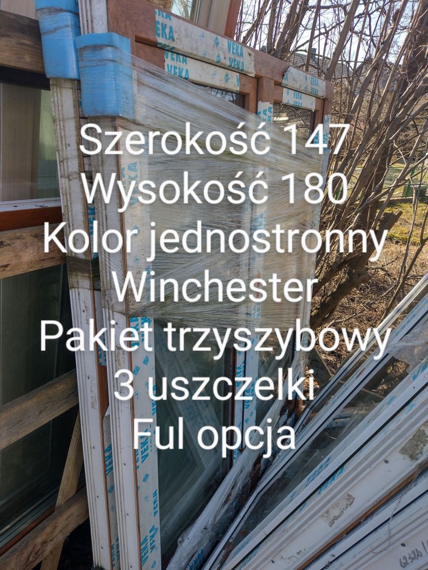Okna 155x173 orzech ceny nowe -40%