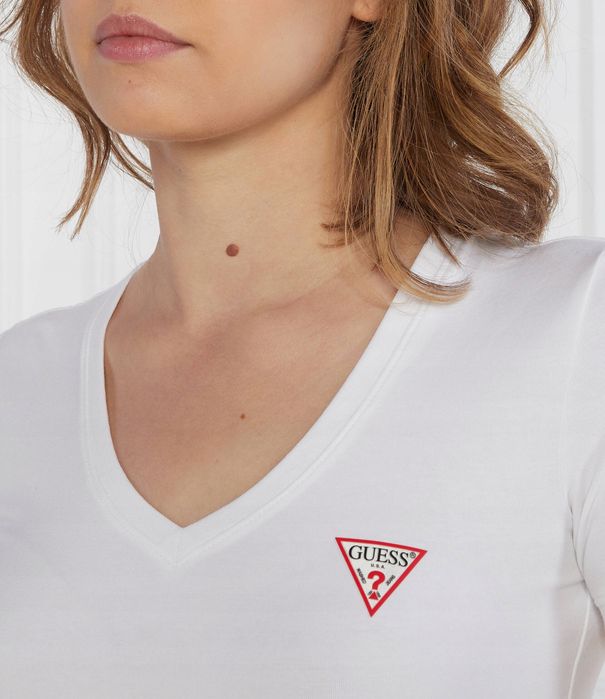 Guess 38 M T-Shirt Damski Koszulka W2Yi45J1314 Biały Logowany D1892