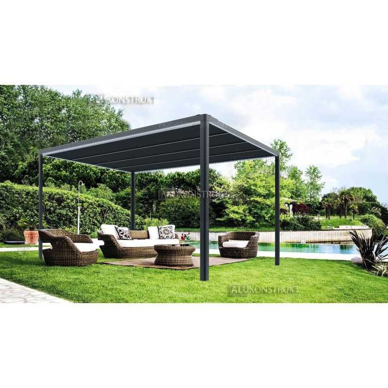 Pergola FIT Wolnostojąca 400x400 Grafit Altanka Aluminium Tkanina