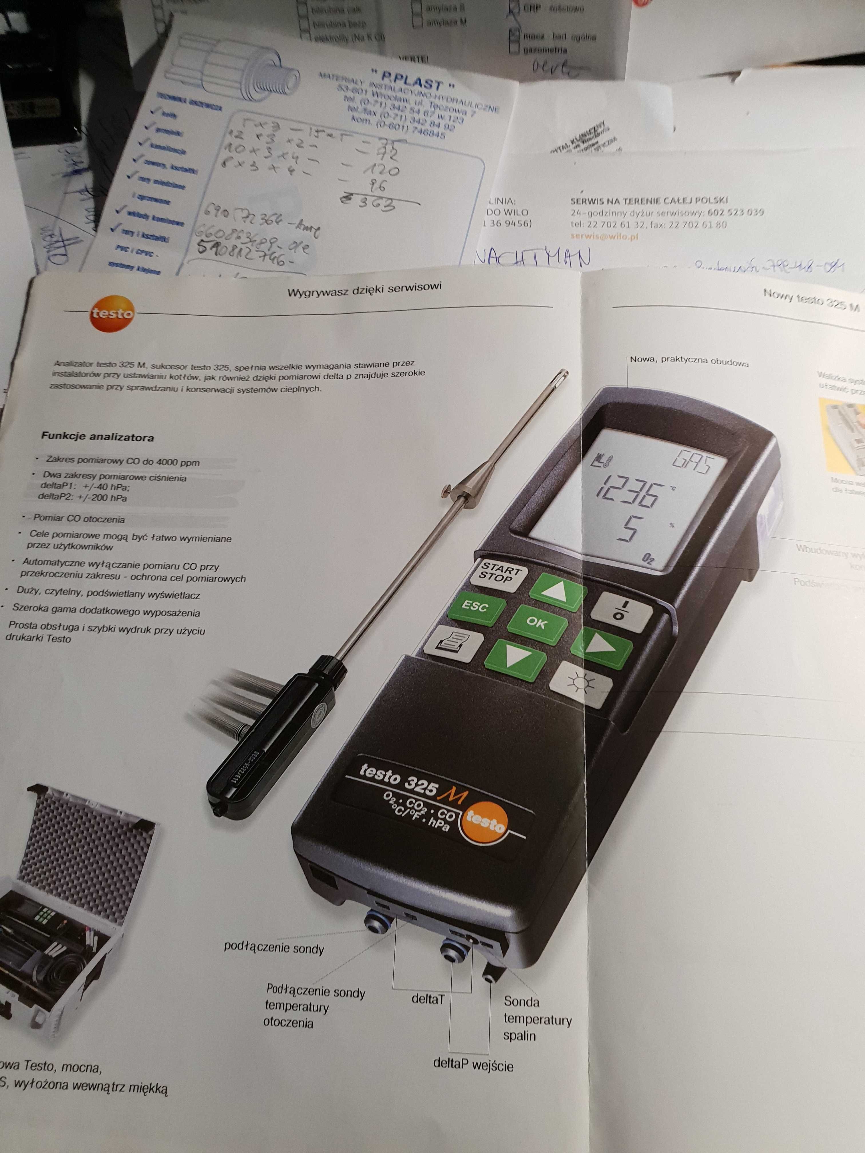 Profesjonalny analizator gazu spalinowego Testo 325M
