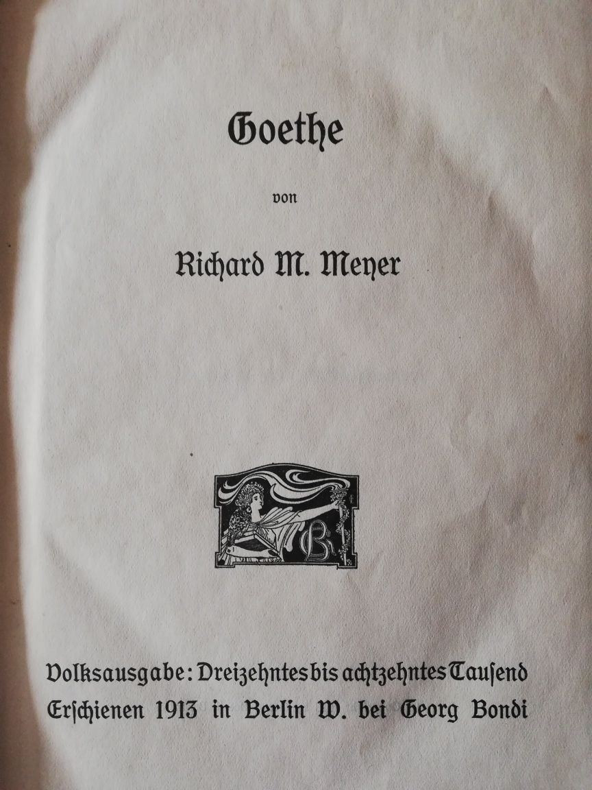 książka "Goethe" Richard M. Meyer niemiecki gotyk