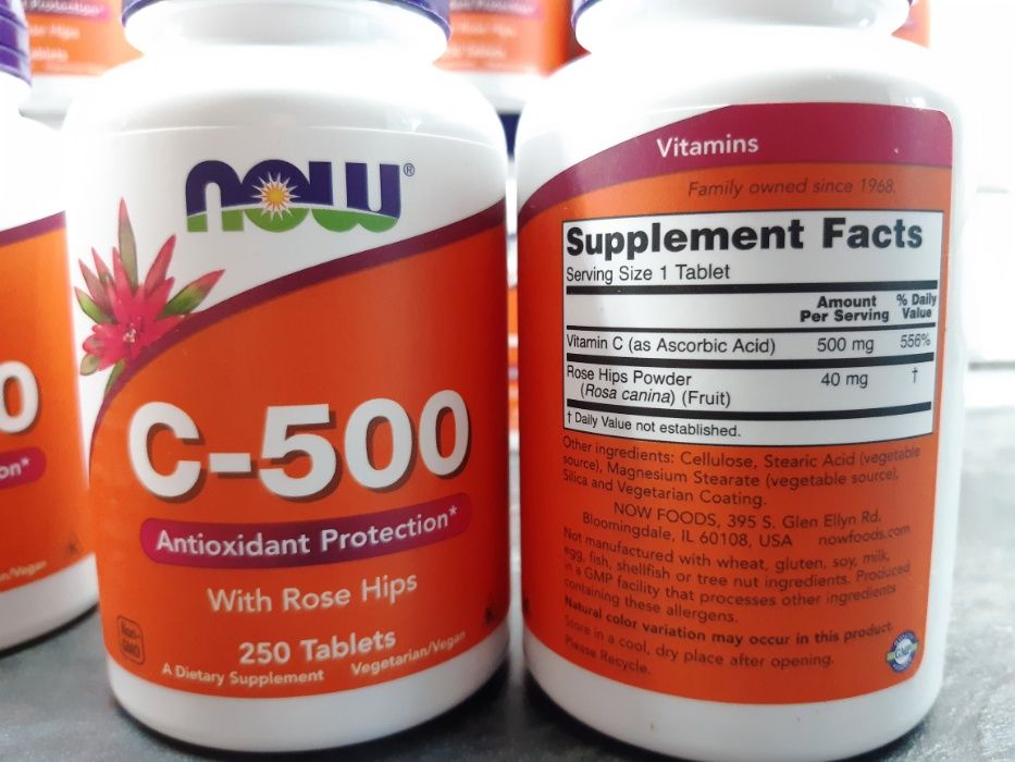Now Foods, C-500 Rose Hips (250 таб.), витамин С-500, вітамін С-500