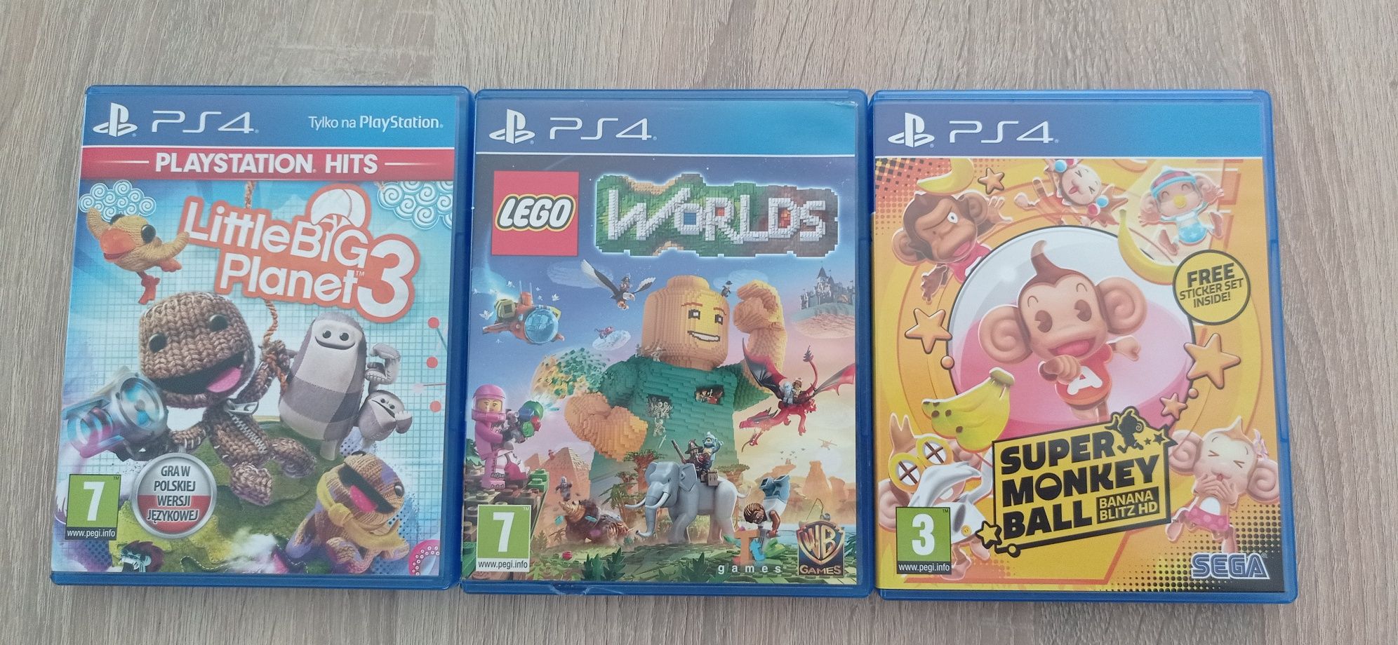 3 gry na PS4 LEGO worlds Monkey Little big planet