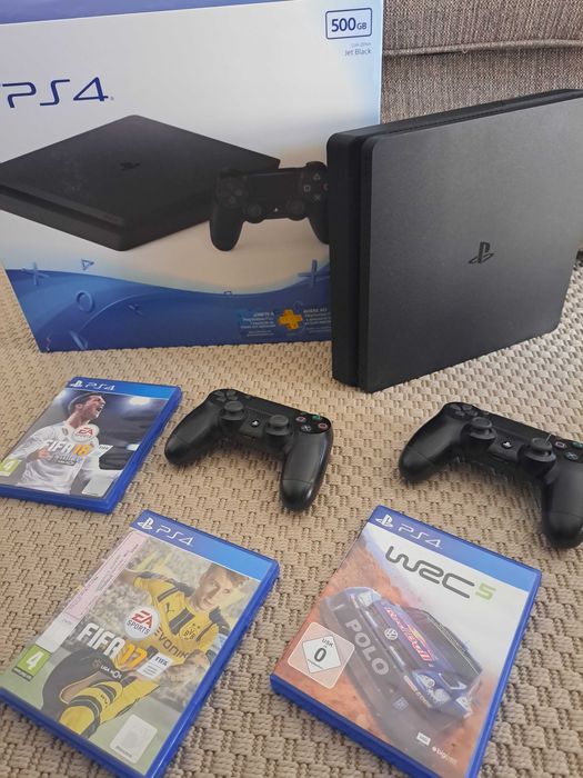 PlayStation 4 Slim 500GB + 2 comandos + 3 jogos | apenas 1 dono