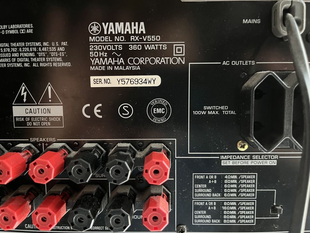 Super zestaw kina domowego Yamaha rx-v550