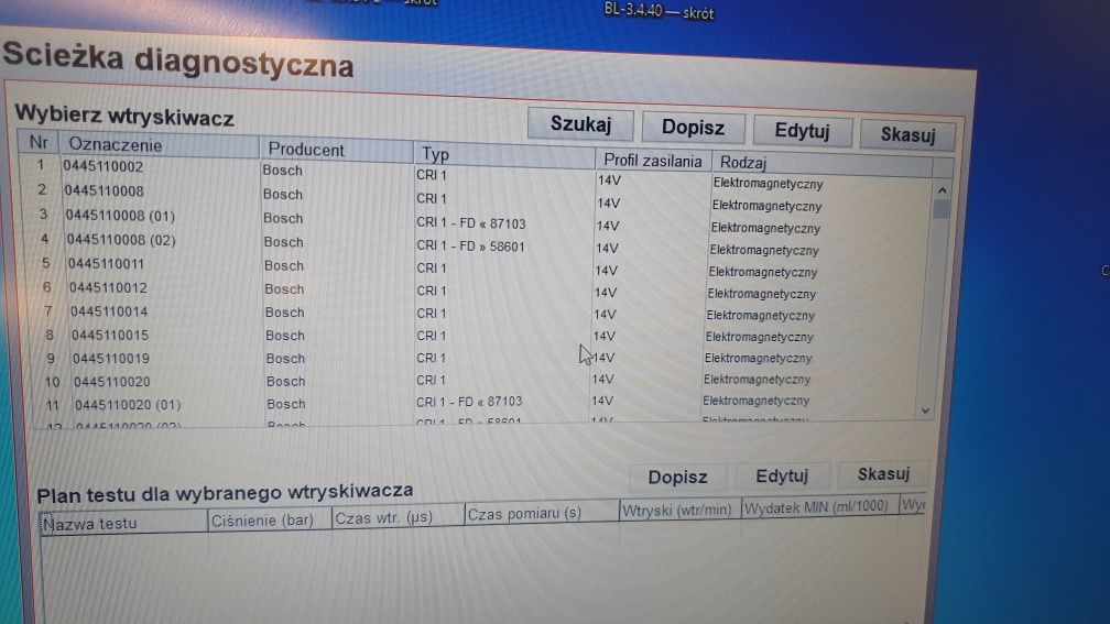 Stół Probierczy do Wtryskiwaczy Autoelektronika Poznań Kędzia
