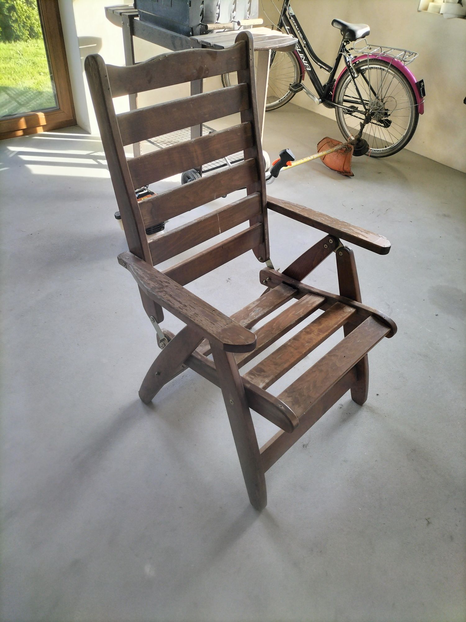 Zestaw ogrodowy drewniany stół+5 krzesł do renowacji