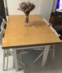 Vendo mesa de madeira com 4 cadeiras