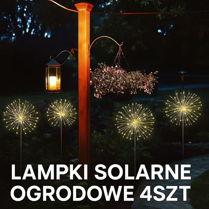 Lampa Solarna Do Ogrodu Dmuchawiec LED 4szt  Ciepłe Światło Wbija IP65