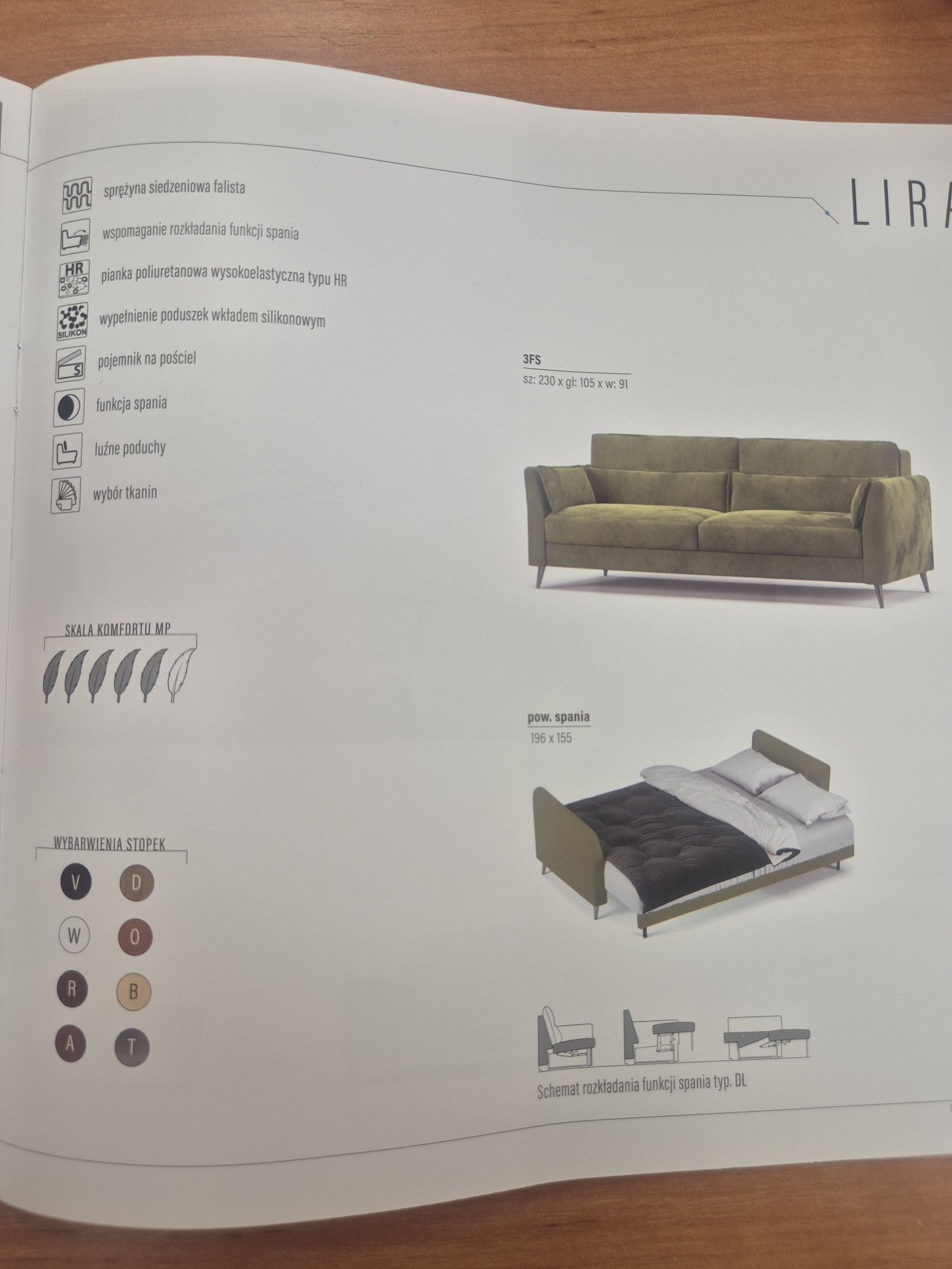 Zielona sofa 3 osobowa rozkładana z pojemnikiem welur MP Nidzica