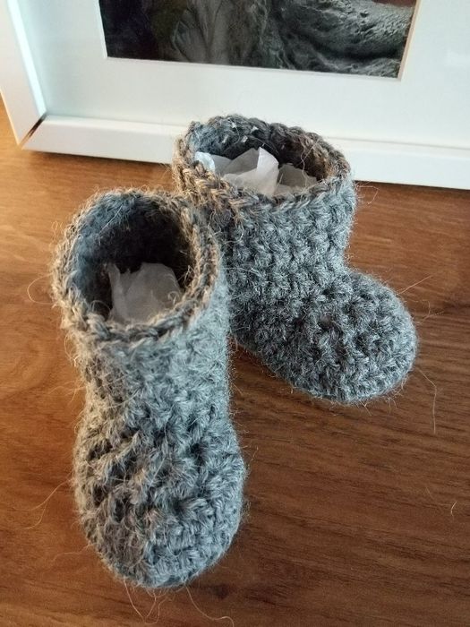 Buciki niemowlęce, do 6 miesiąca, handmade, wełniane