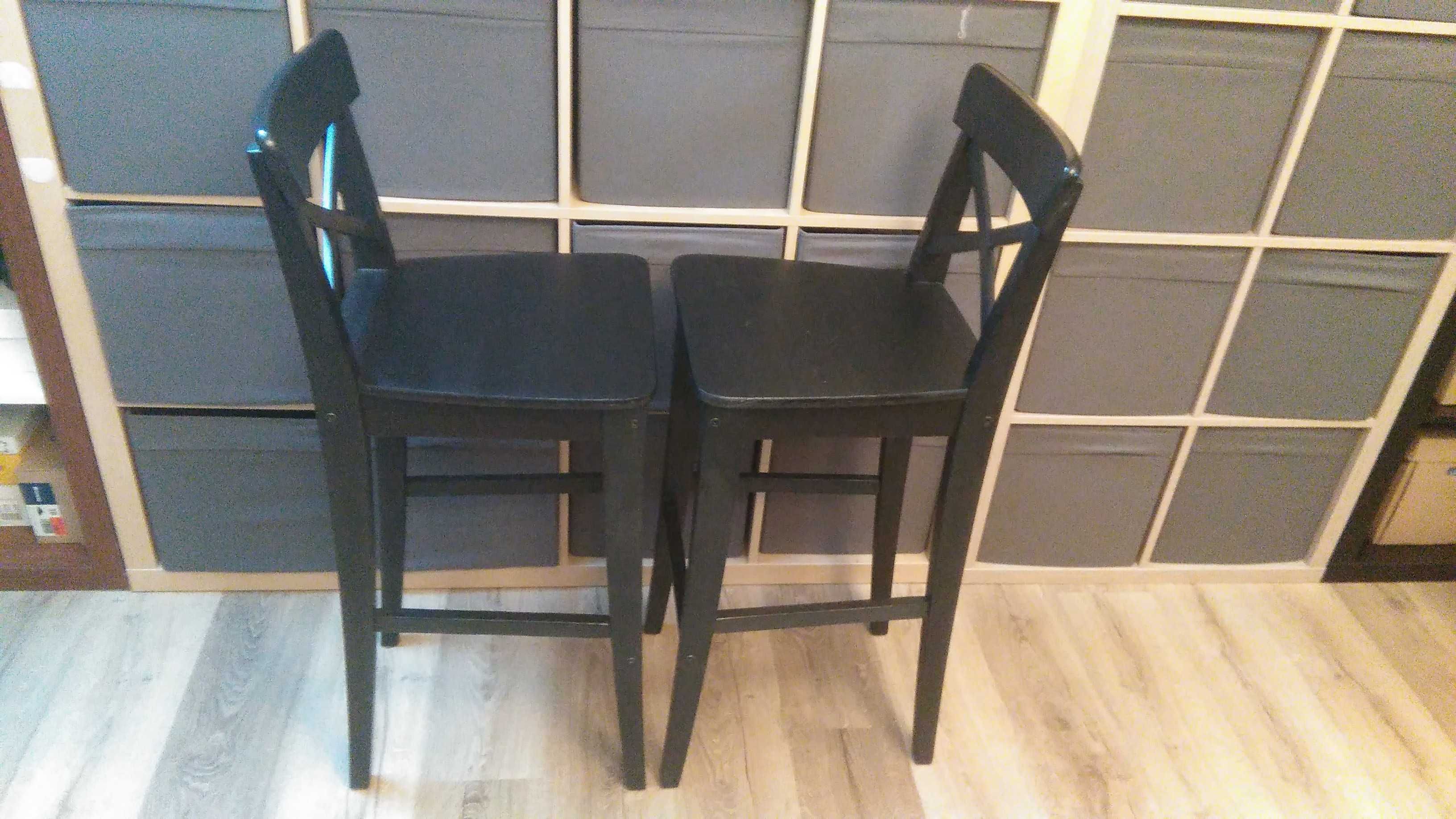 Sprzedam Stołki/Krzesła Barowe z Oparciem Czarne IKEA Model INGOLF