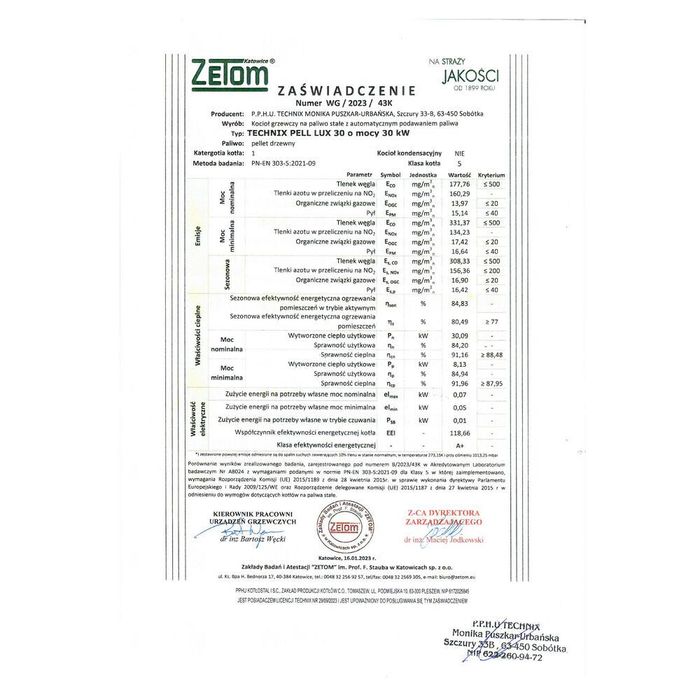 Kotły Kocioł Piec TECHNIX PELL LUX 30 kW na pellet - PRODUCENT
