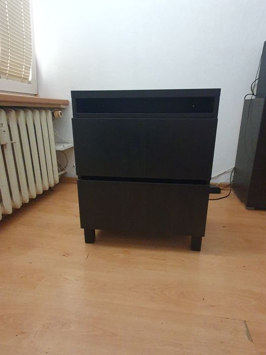 Szafka nocna komoda 2 szuflady ciemny brąz