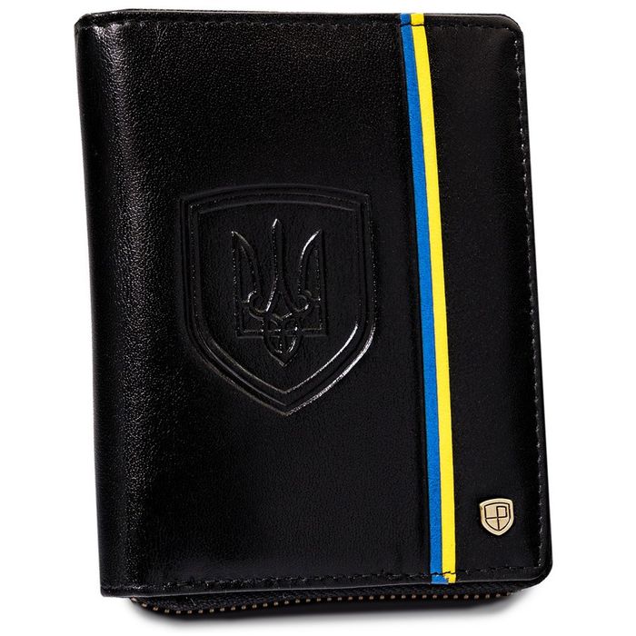 skórzany portfel męski z godłem i barwami ukrainy - peterson